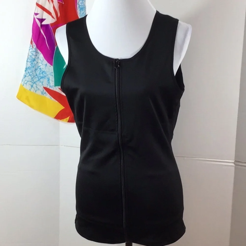 Black zip front shapewear tank XL 40% spandex